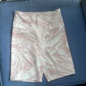 Women's Pink and White Marble Shorts